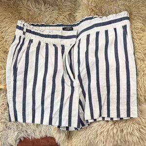 LOFT Navy & White Vertical Stripe Shorts